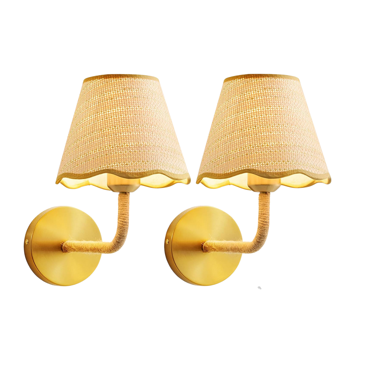 Wireless Rechargeable Rattan Wall Sconces (Set of 2)