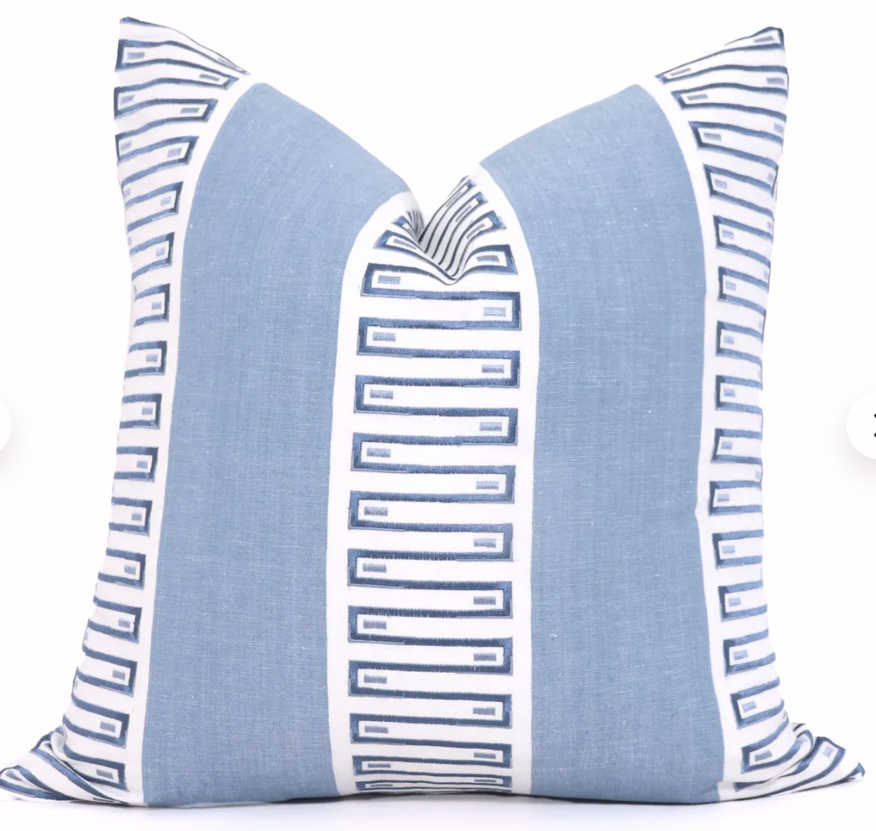 Thibaut Blue Raritan Line Embroidery Pillow Cover, Chambray Blue and White