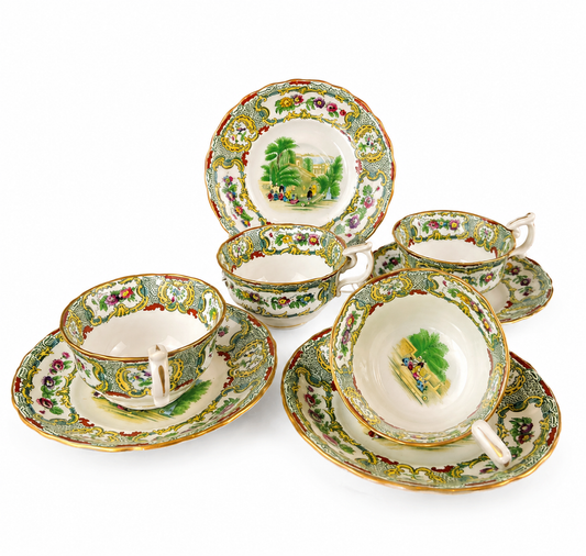 Tiffany and Co. Tea or Coffee Set. Chinoiserie or Asian Hand Painted Motif. Set of 4