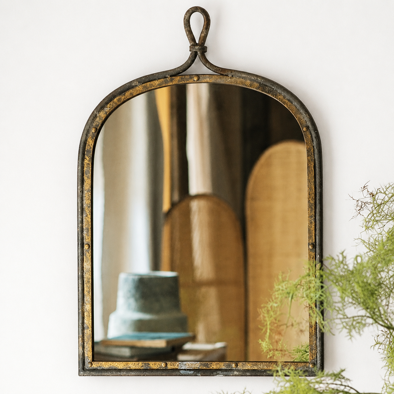Antique Style Dark Iron Mirror