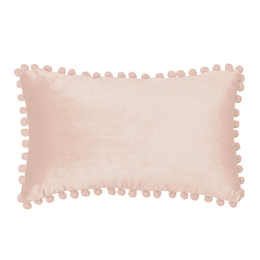 12''x20'' velvet pom-pom lumbar throw pillow | insert included