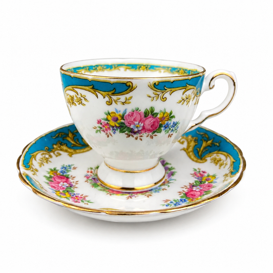 Vintage Tuscan Naples Tea Cup and Saucer. Fine English Bone China. Made in England.