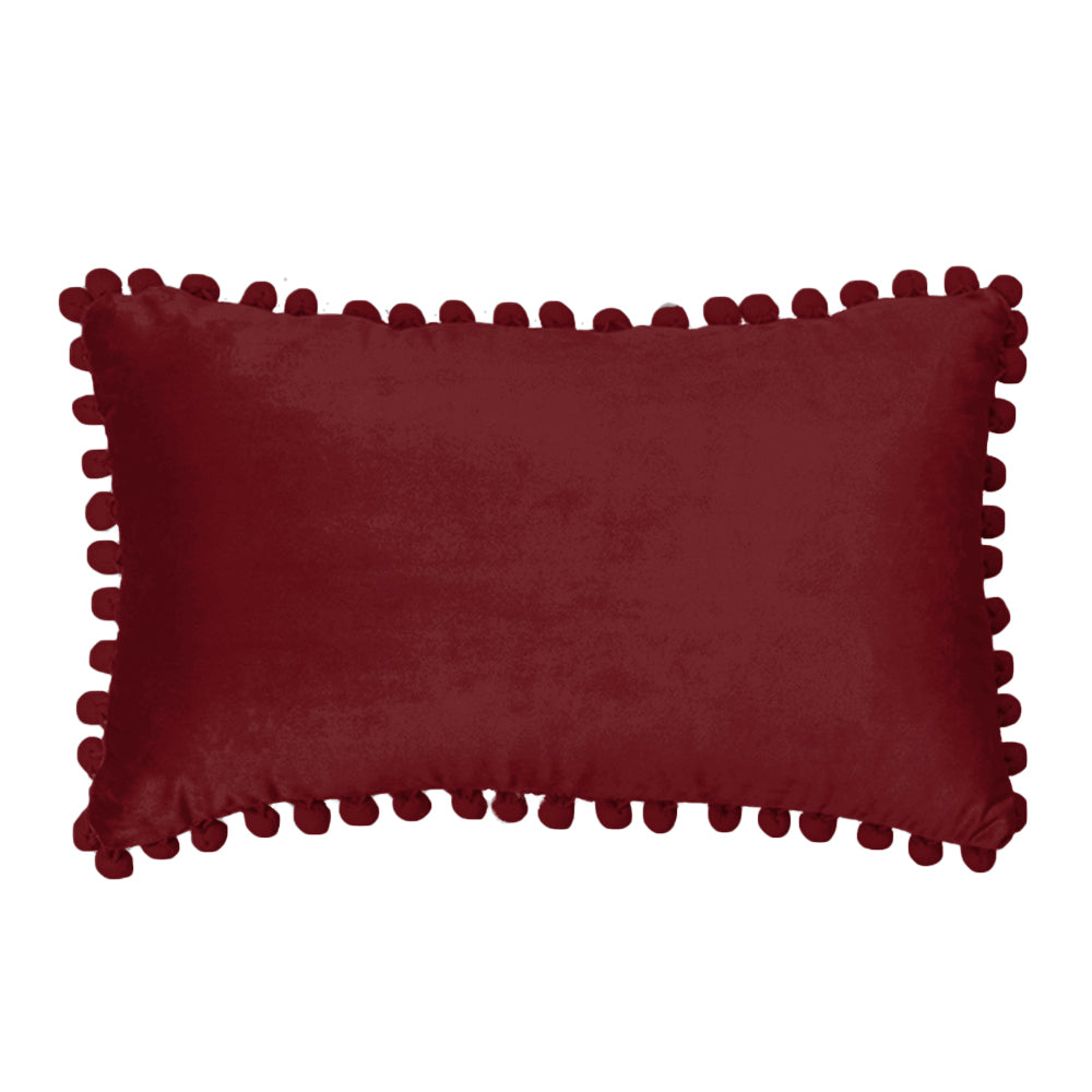 12''x20'' velvet pom-pom lumbar throw pillow | insert included