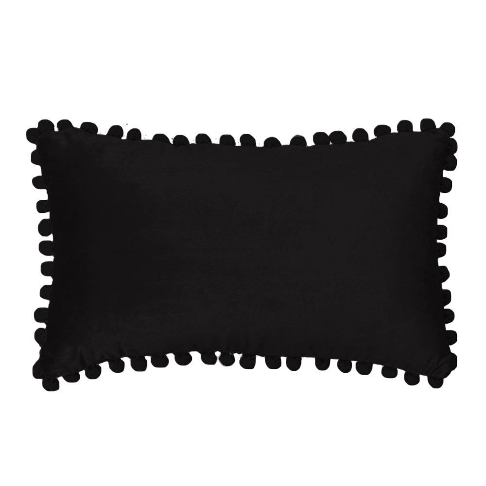 12''x20'' velvet pom-pom lumbar throw pillow | insert included
