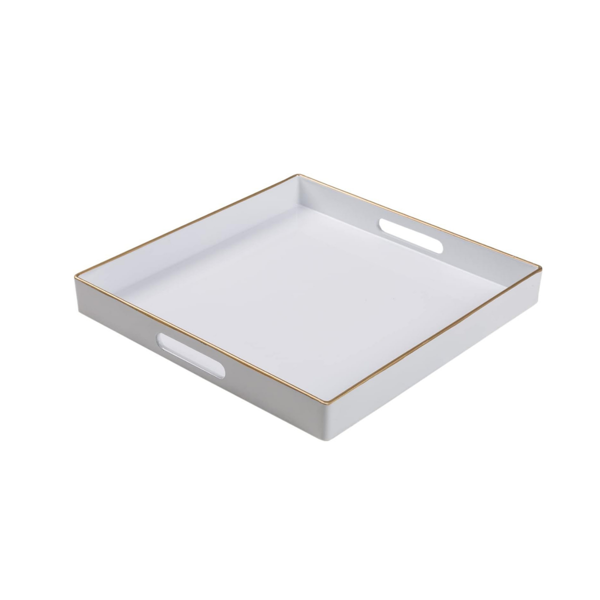 Lacquer Tray with Gold Trim - White