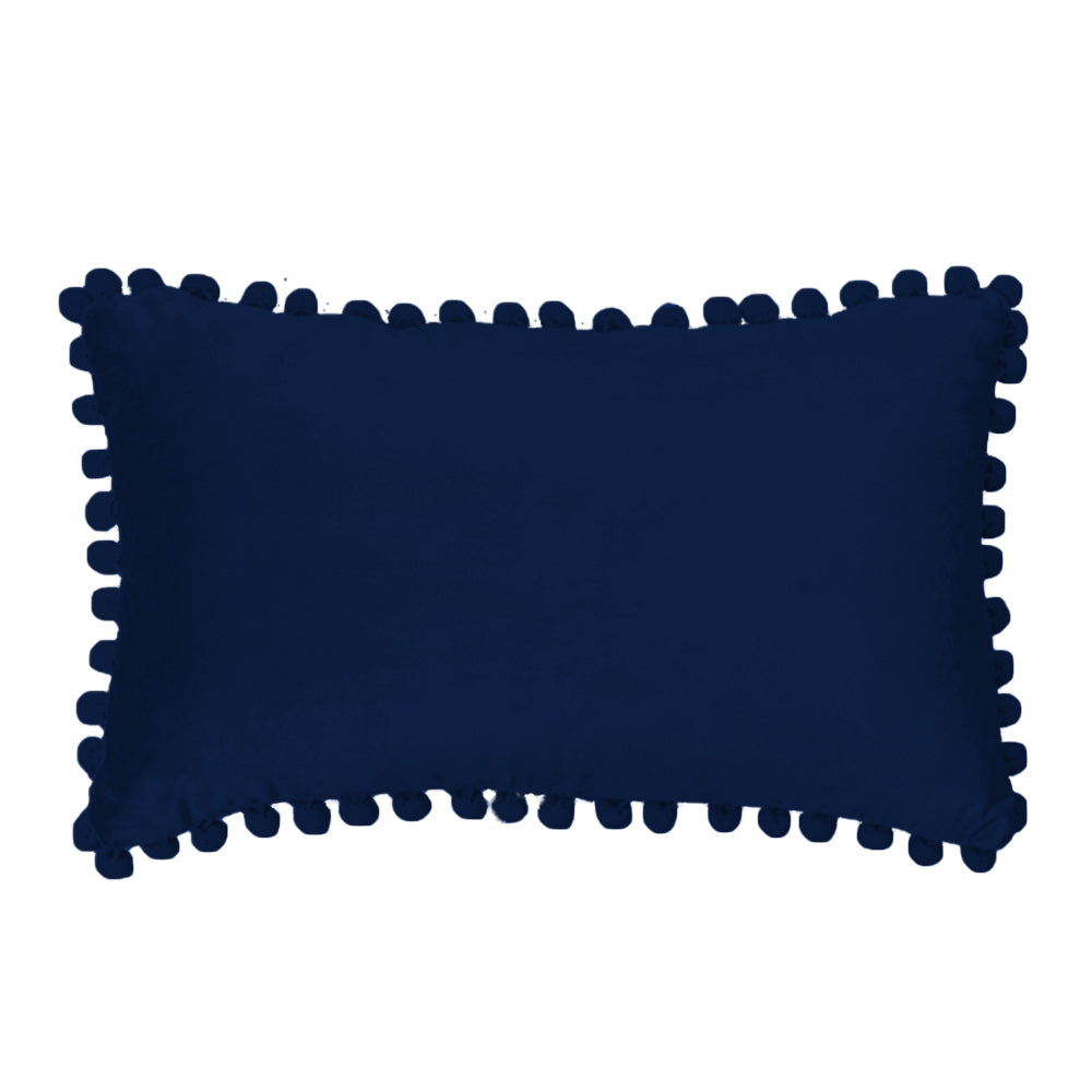 12''x20'' velvet pom-pom lumbar throw pillow | insert included