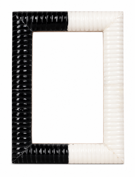 Black White Resin Hand Carved Ridge Picture Frame 4x6 5x7