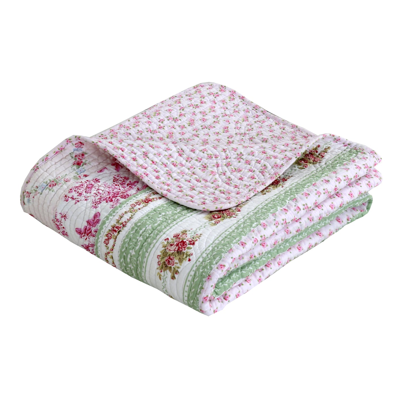 100% Cotton Wild Rose Enchantment Quilted Reversible Blanket