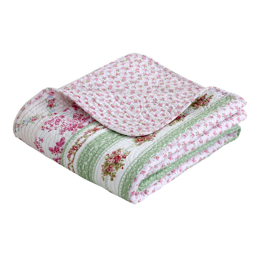 100% Cotton Wild Rose Enchantment Quilted Reversible Blanket