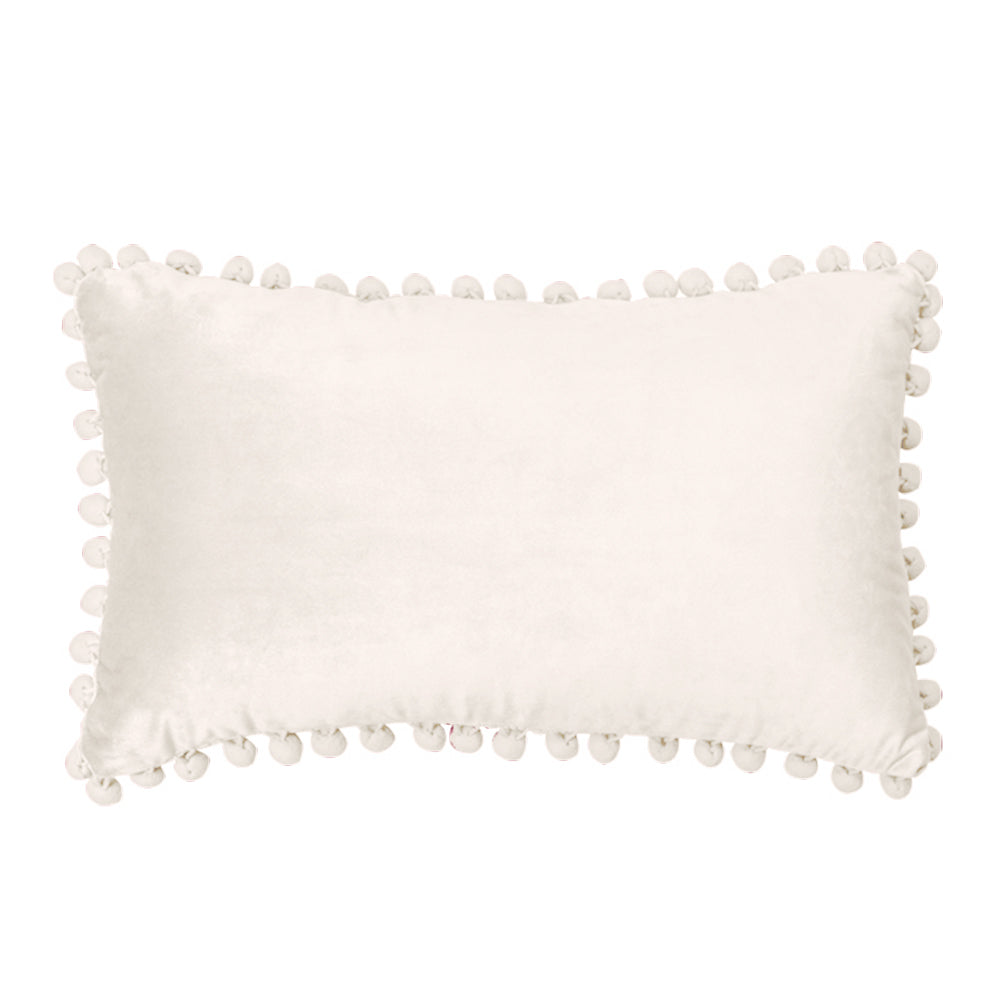 12''x20'' velvet pom-pom lumbar throw pillow | insert included