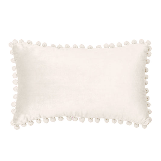 12''x20'' velvet pom-pom lumbar throw pillow | insert included