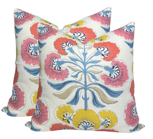 Tybee Tree Pillow Cover in Coral + Yellow, Thibaut Pillows