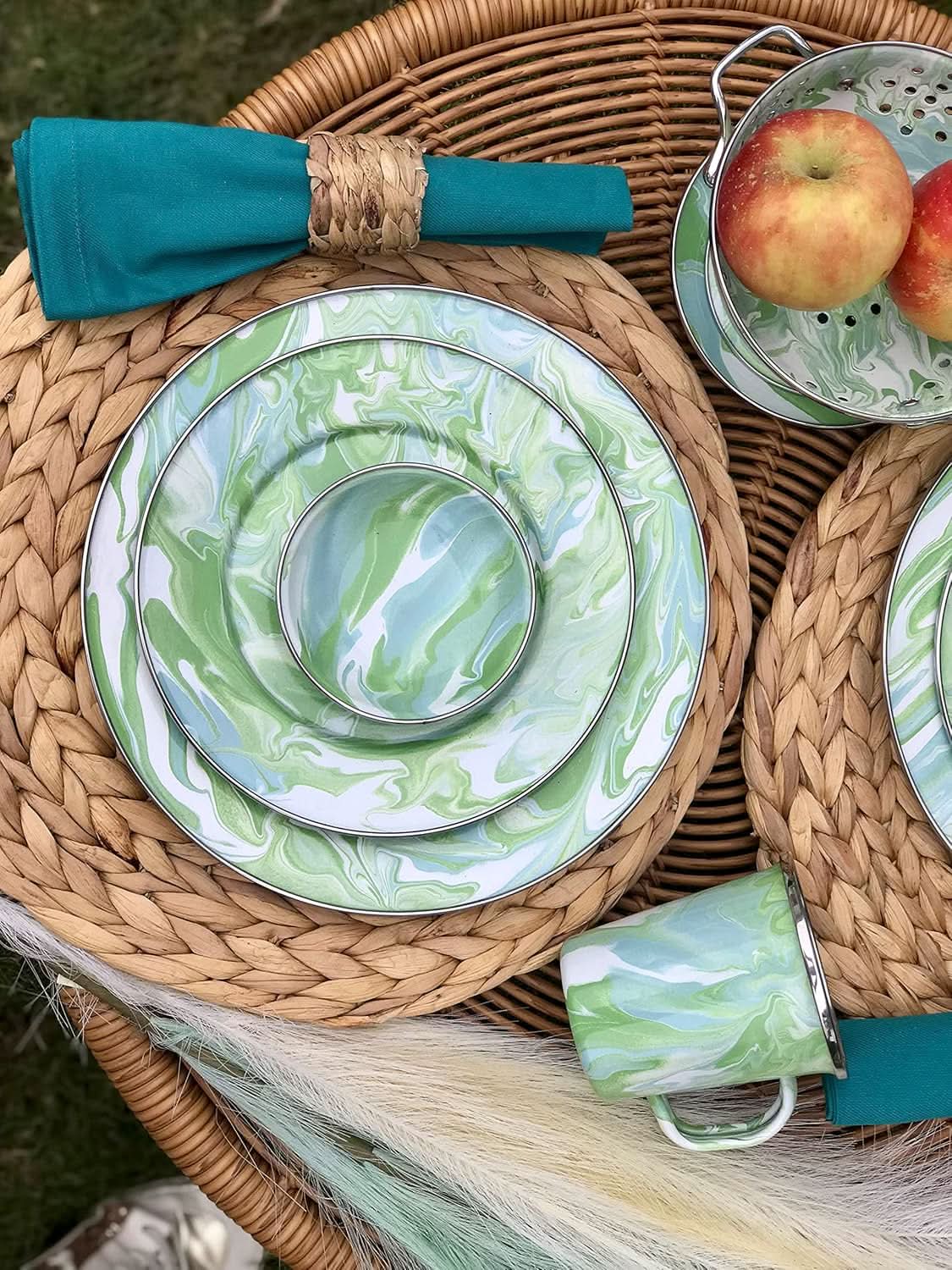 Golden Rabbit Enamelware Modern Monet Appetizer Plates - Set of 4