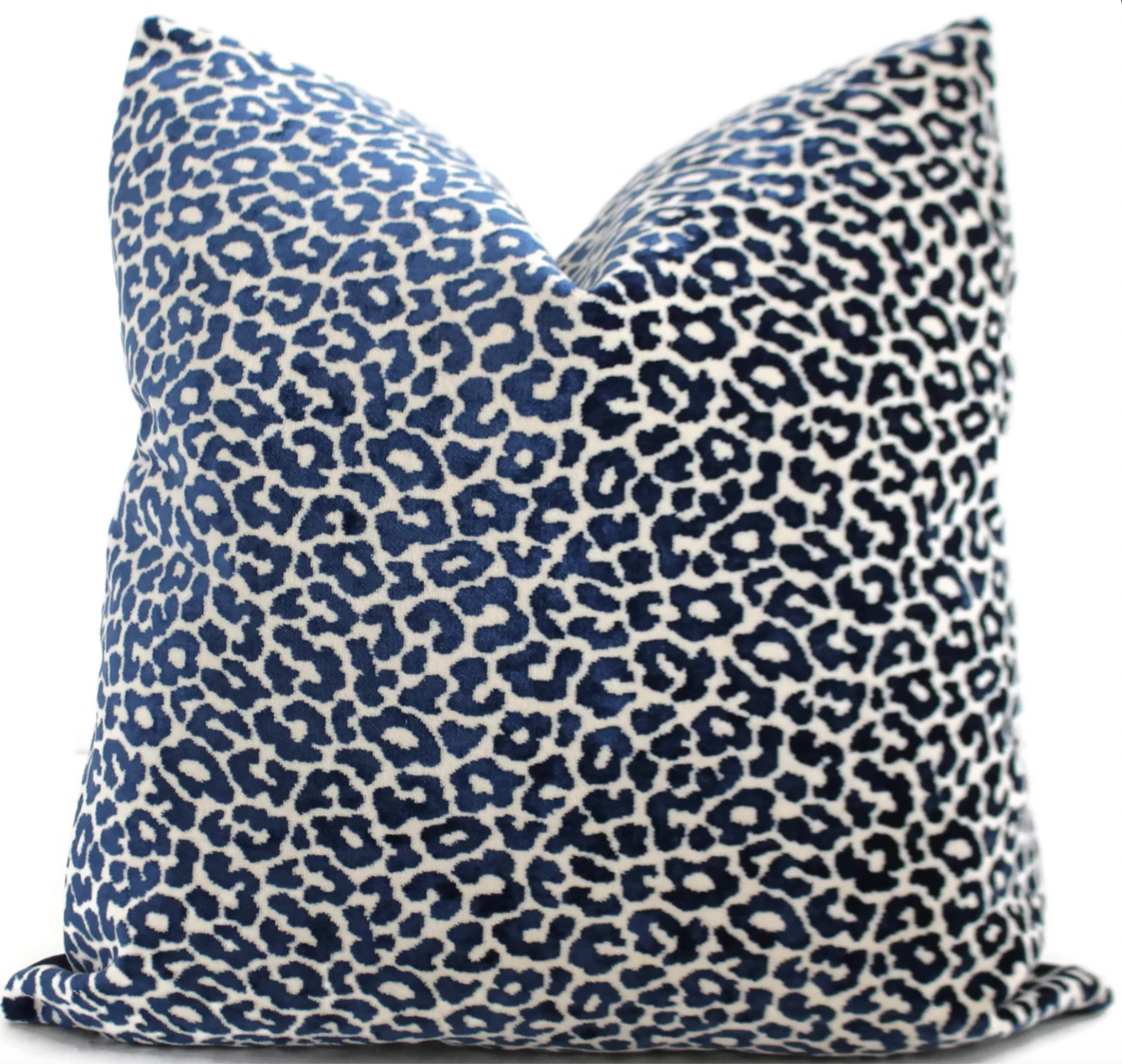 Blue Velvet Leopard Pillow Cover - Schumacher Timothy Corrigan Fabric