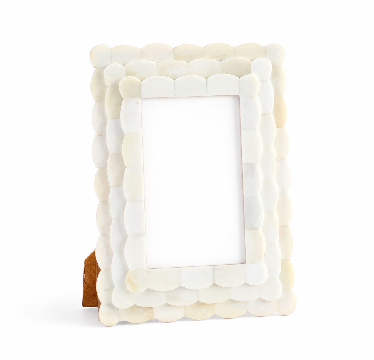 Ivory White Scalloped Bone Inlay Frame 4x4 4x6 5x7 Decor