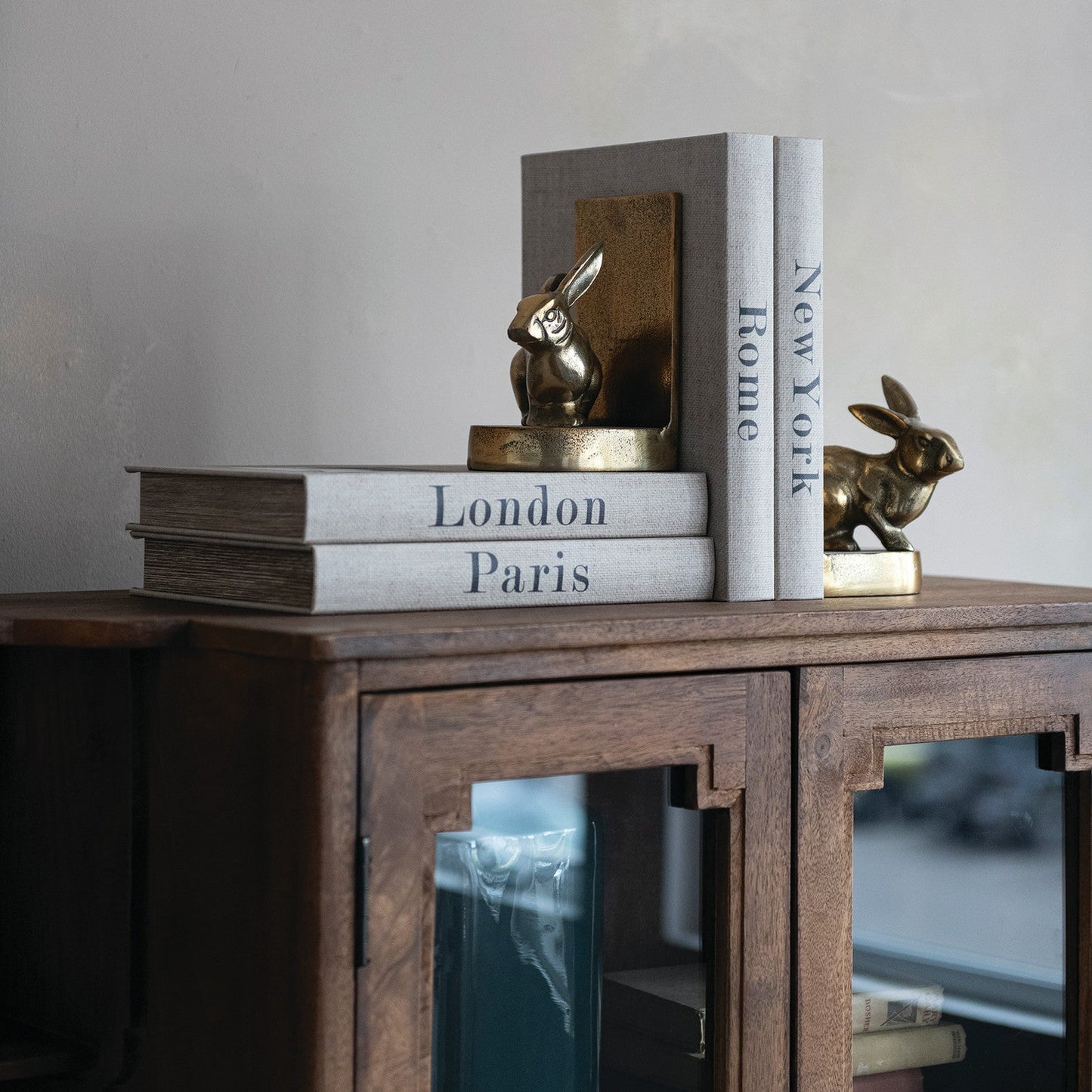 Gold Aluminum Rabbit Bookends