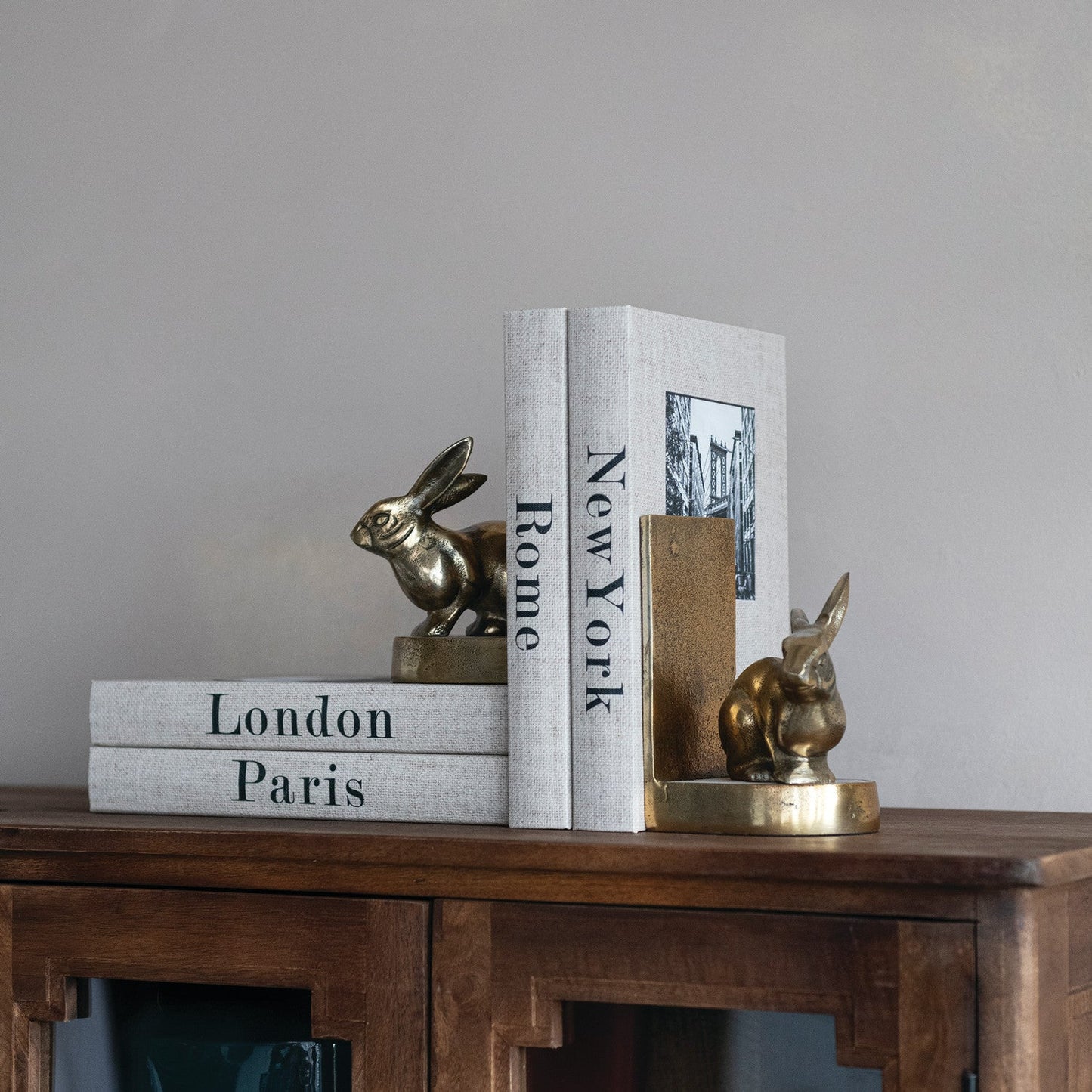 Gold Aluminum Rabbit Bookends