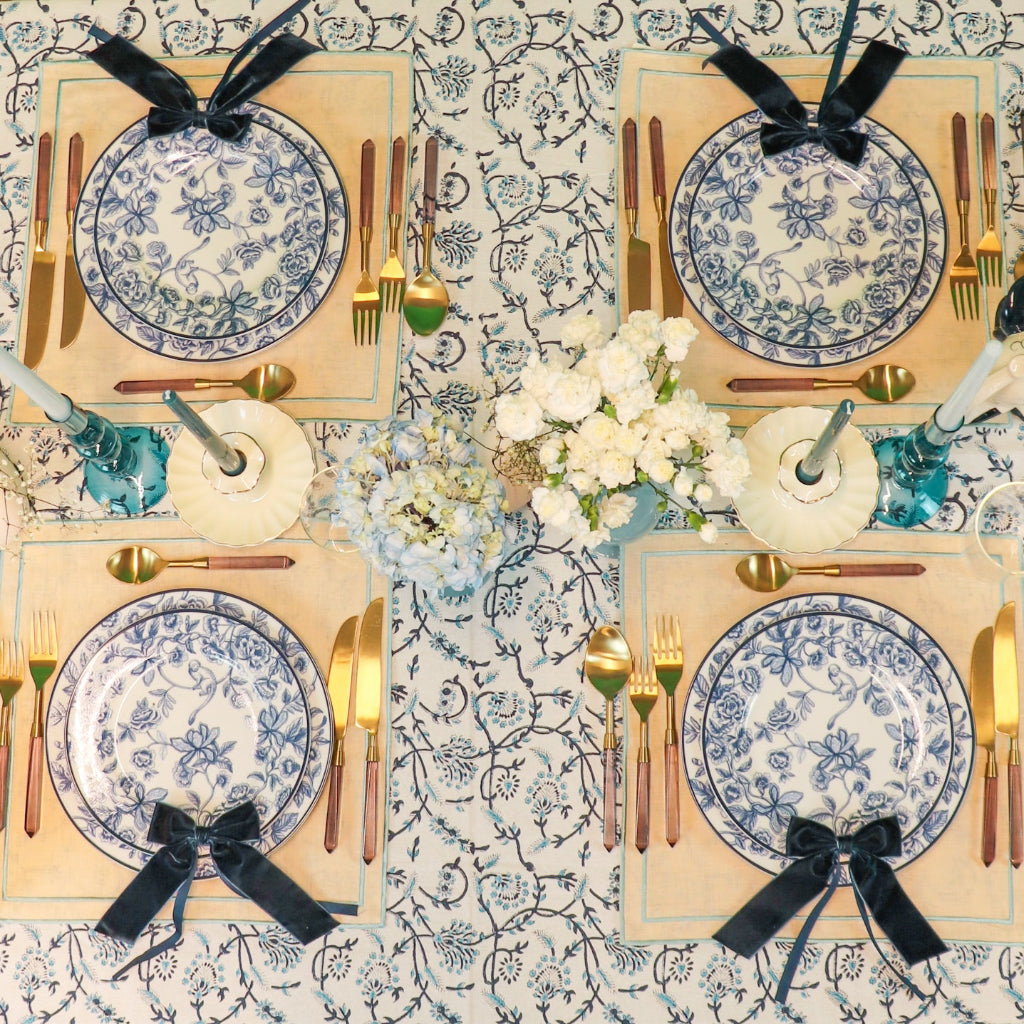 100% Organic Cotton - Eleanor Royal Blue Tablecloth