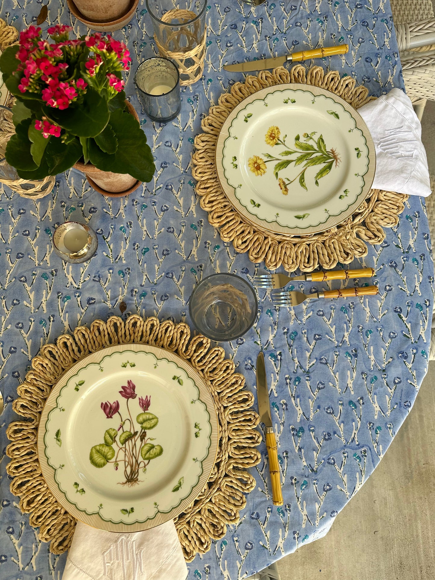 Capri Blue Fleurs Tablecloth