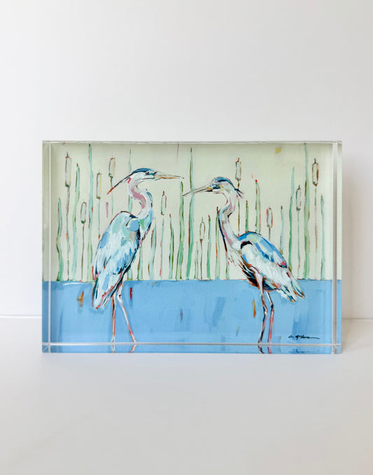 Blue Herons Acrylic Tabletop Art