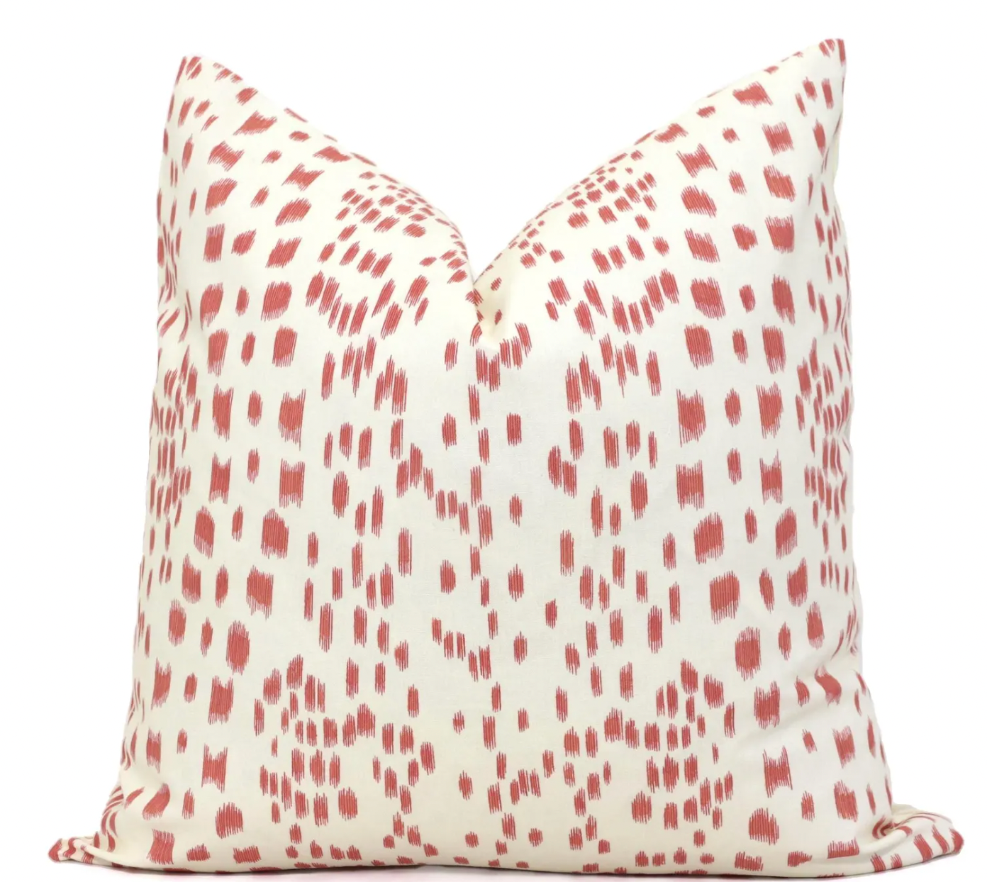 Brunschwig Fils Les Touches Pillow Cover: Berry Coral Abstract Print