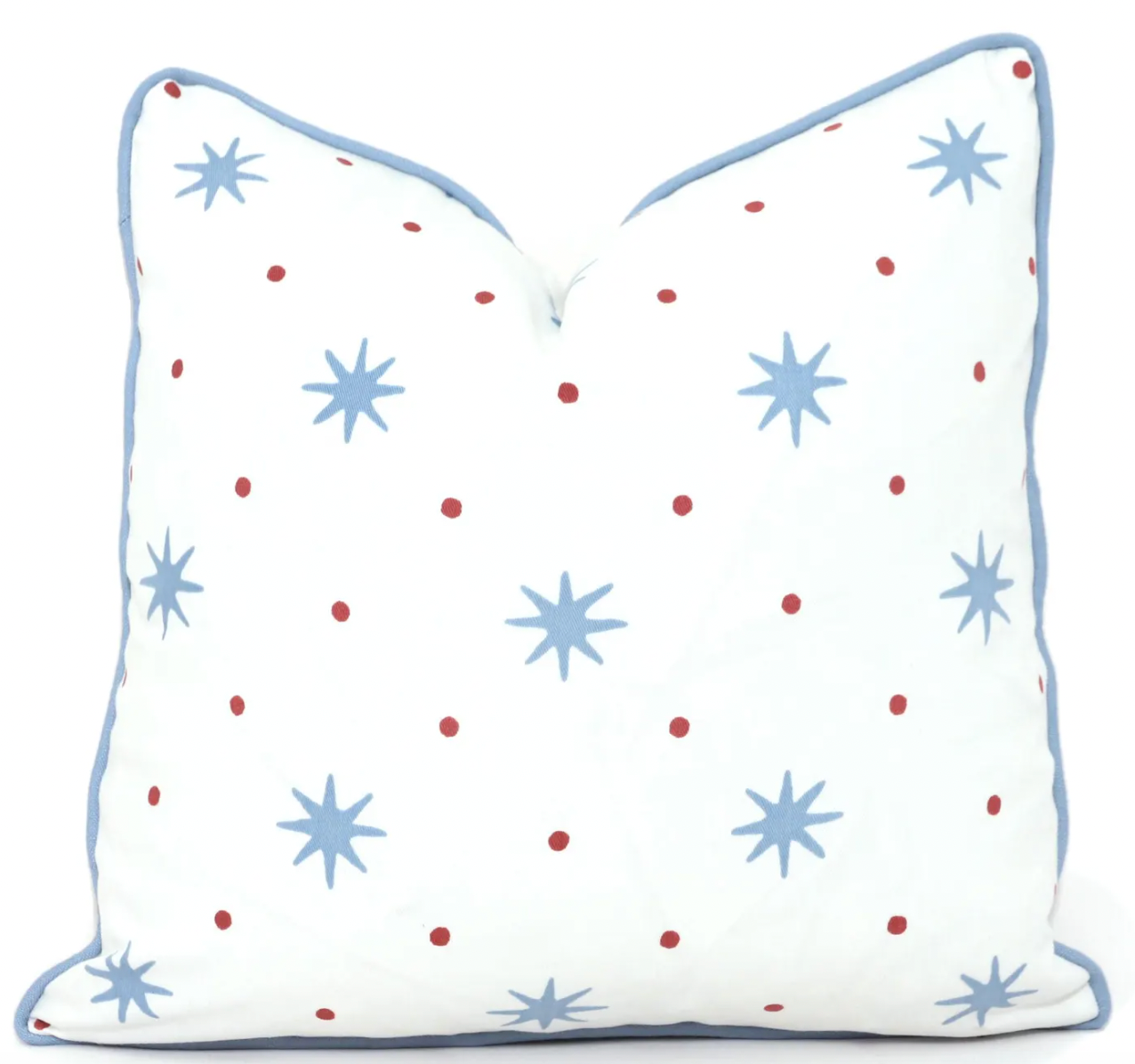 Sister Parish Serendipity Star Pillow Cover: Light Blue and Red Decor