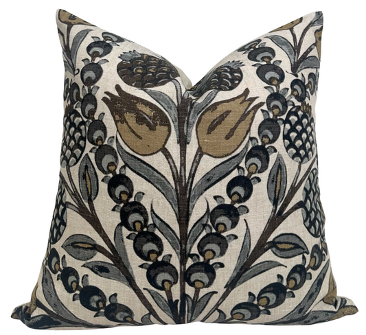 Cornelia Pillow Cover in Gold and Grey, Thibaut Pillows