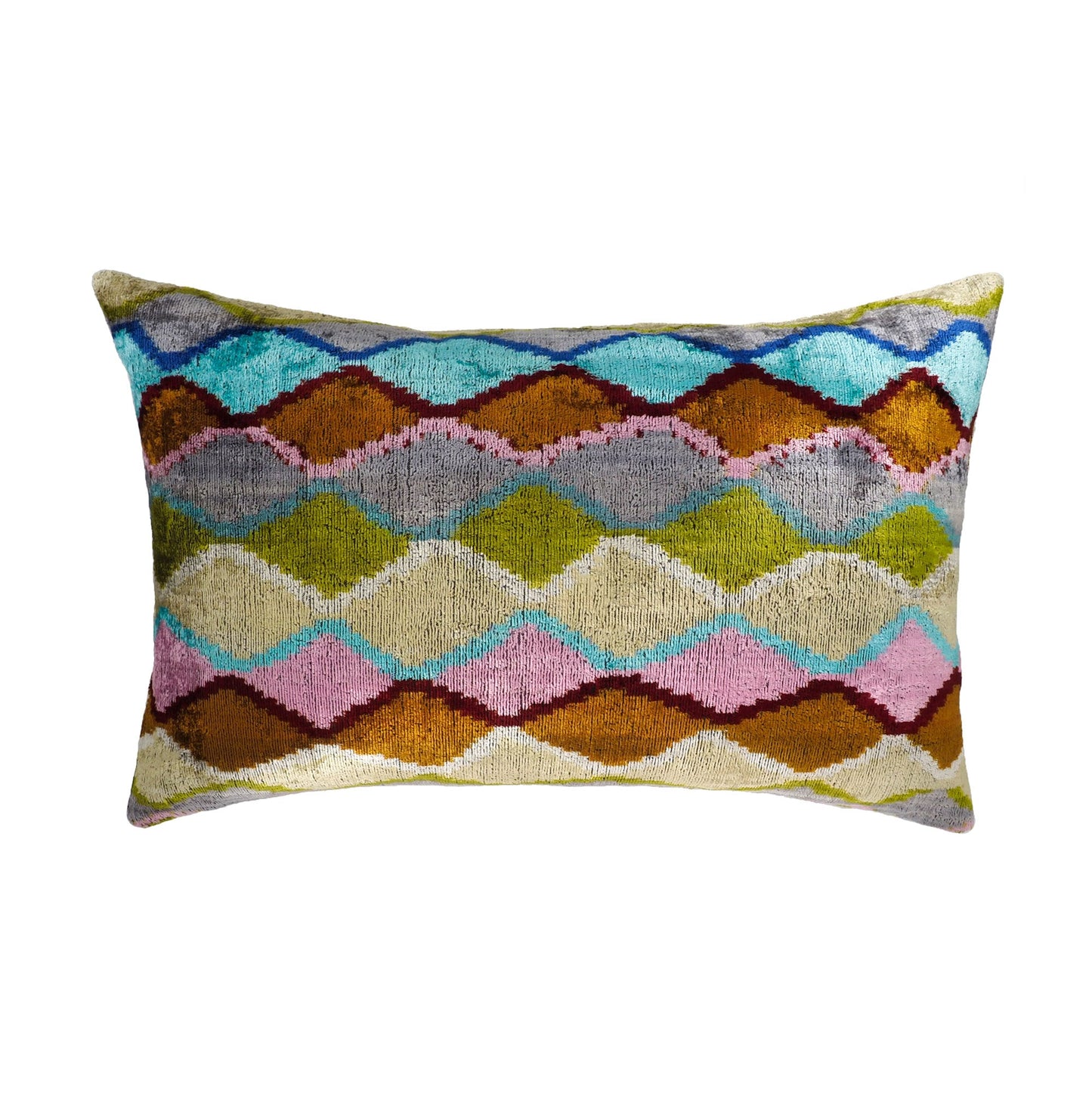 Beverly Hills Silk Velvet Ikat Throw Pillow Cover, 16 X 24