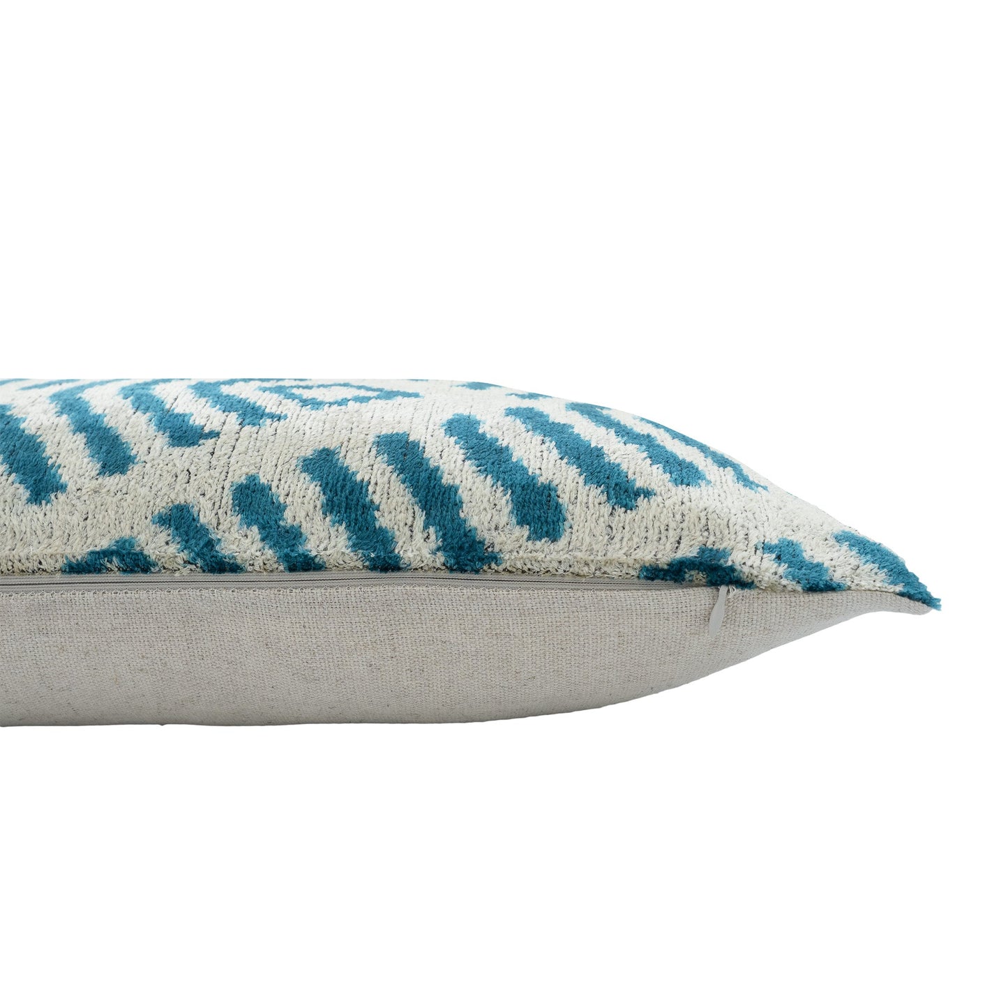 Coastal Blue Silk Velvet Ikat Throw Pillow Cover 16 X 24