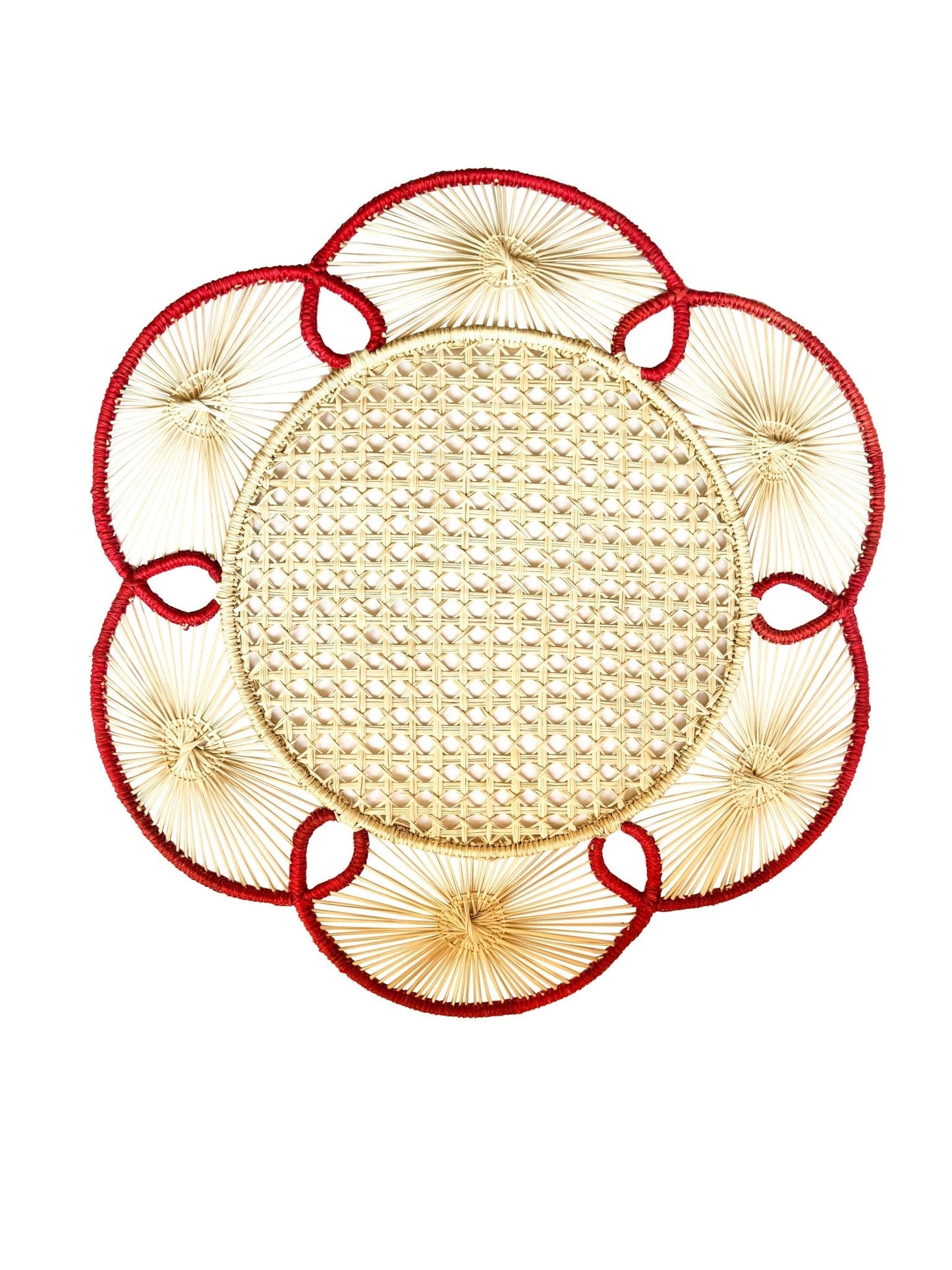 Handwoven Iraca Flora Charger (Rosso)