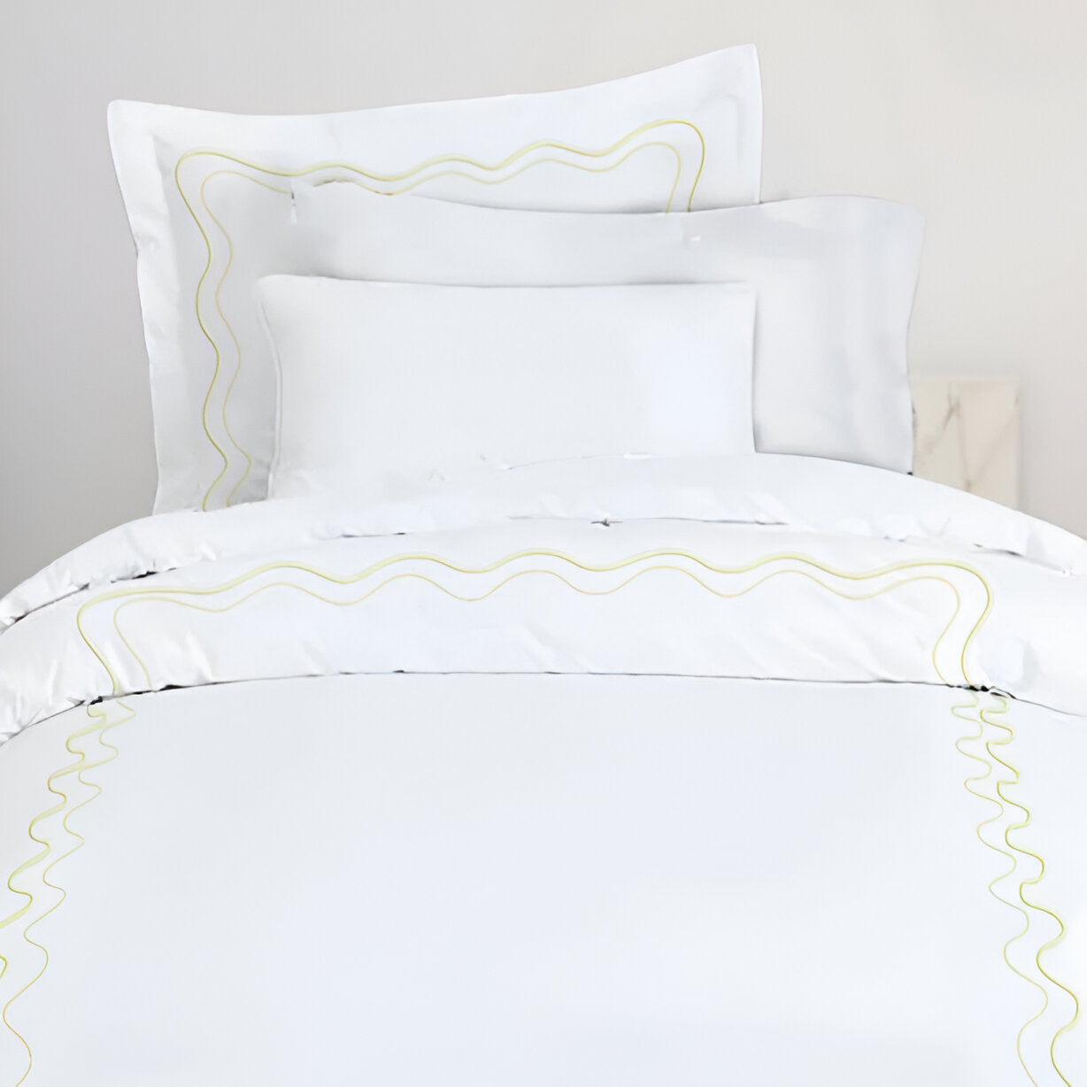 Double Wavy Embroidered Duvet Cover Set - 100% Cotton