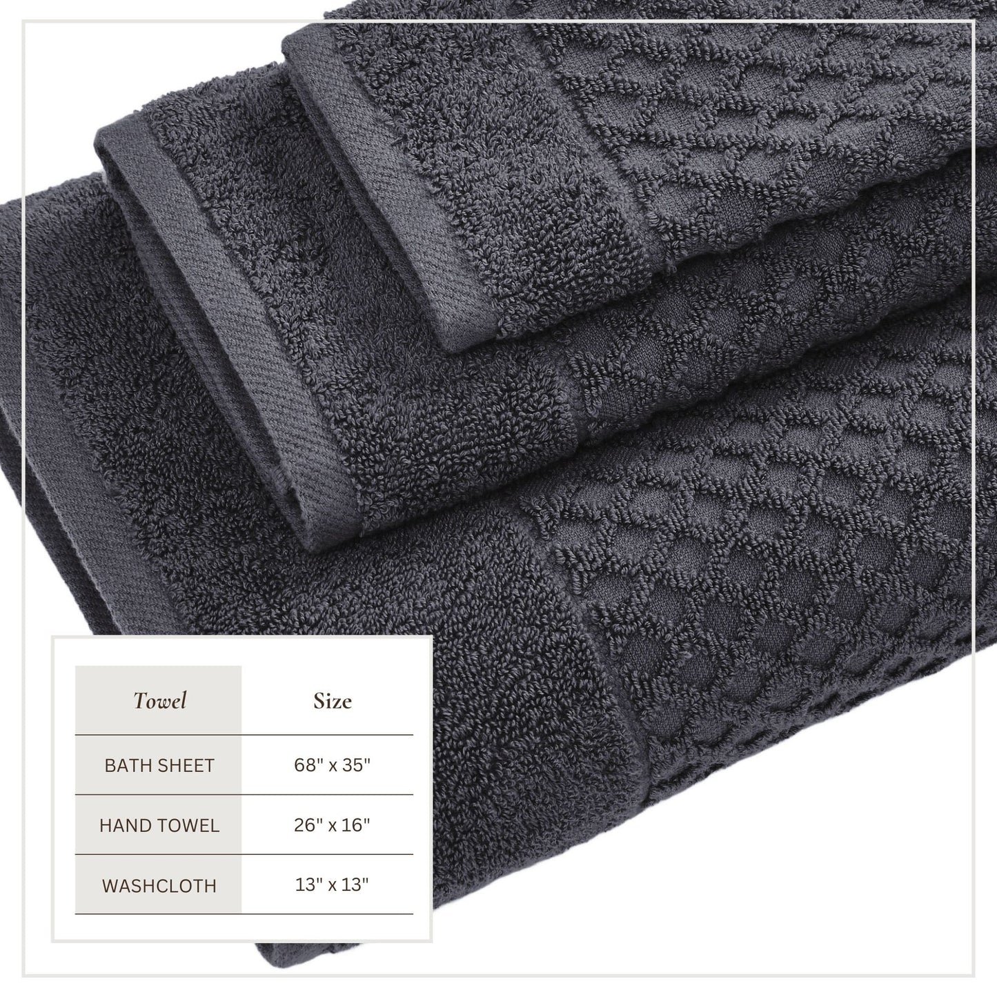 Cotton Diamond Waffle Weave Bath Towel Set - Grayson Collection