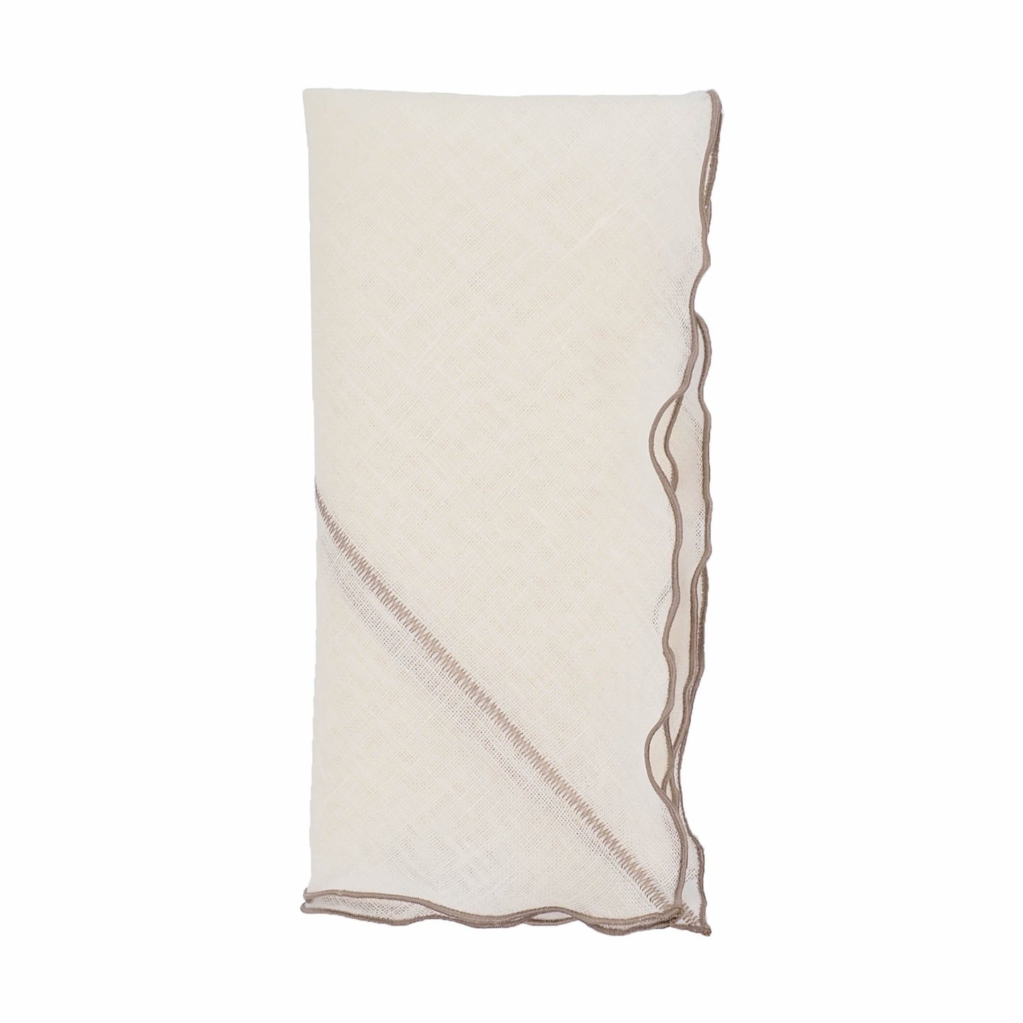 Milano Linen Napkins With Khaki Ruffled Edges Set of 4