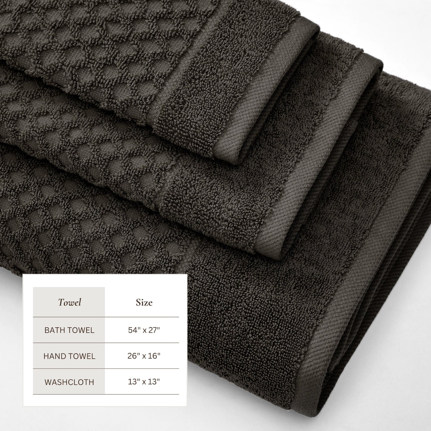 Cotton Diamond Waffle Weave Bath Towel Set - Grayson Collection