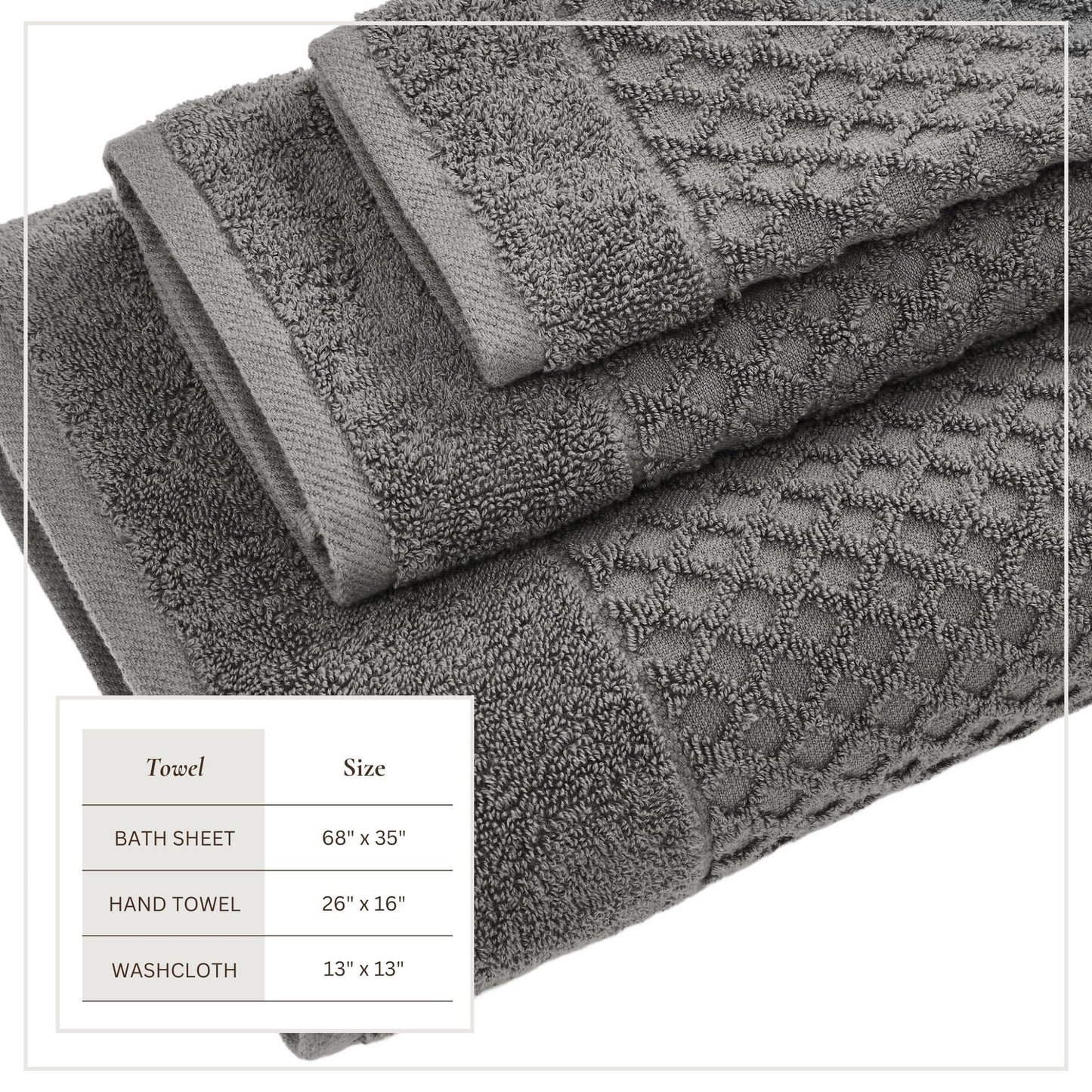 Cotton Diamond Waffle Weave Bath Towel Set - Grayson Collection
