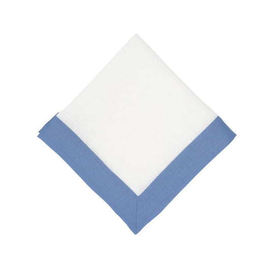 Sky Linen Napkins with Blue Double-Sided Borders, Set of 4 / ChouChou Touch