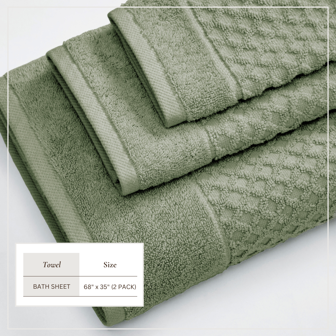 Cotton Diamond Waffle Weave Bath Towel Set - Grayson Collection