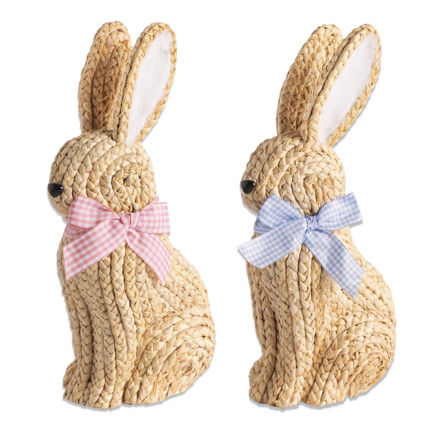 Woven Corn Husk Bunny with Gingham Bow