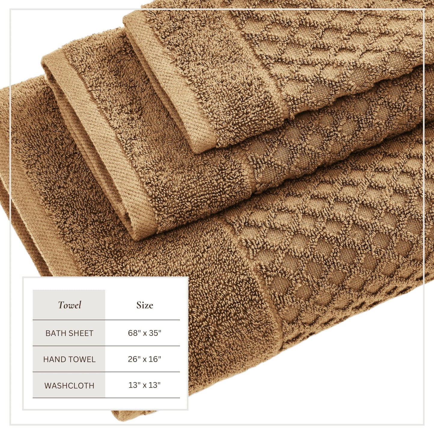 Cotton Diamond Waffle Weave Bath Towel Set - Grayson Collection