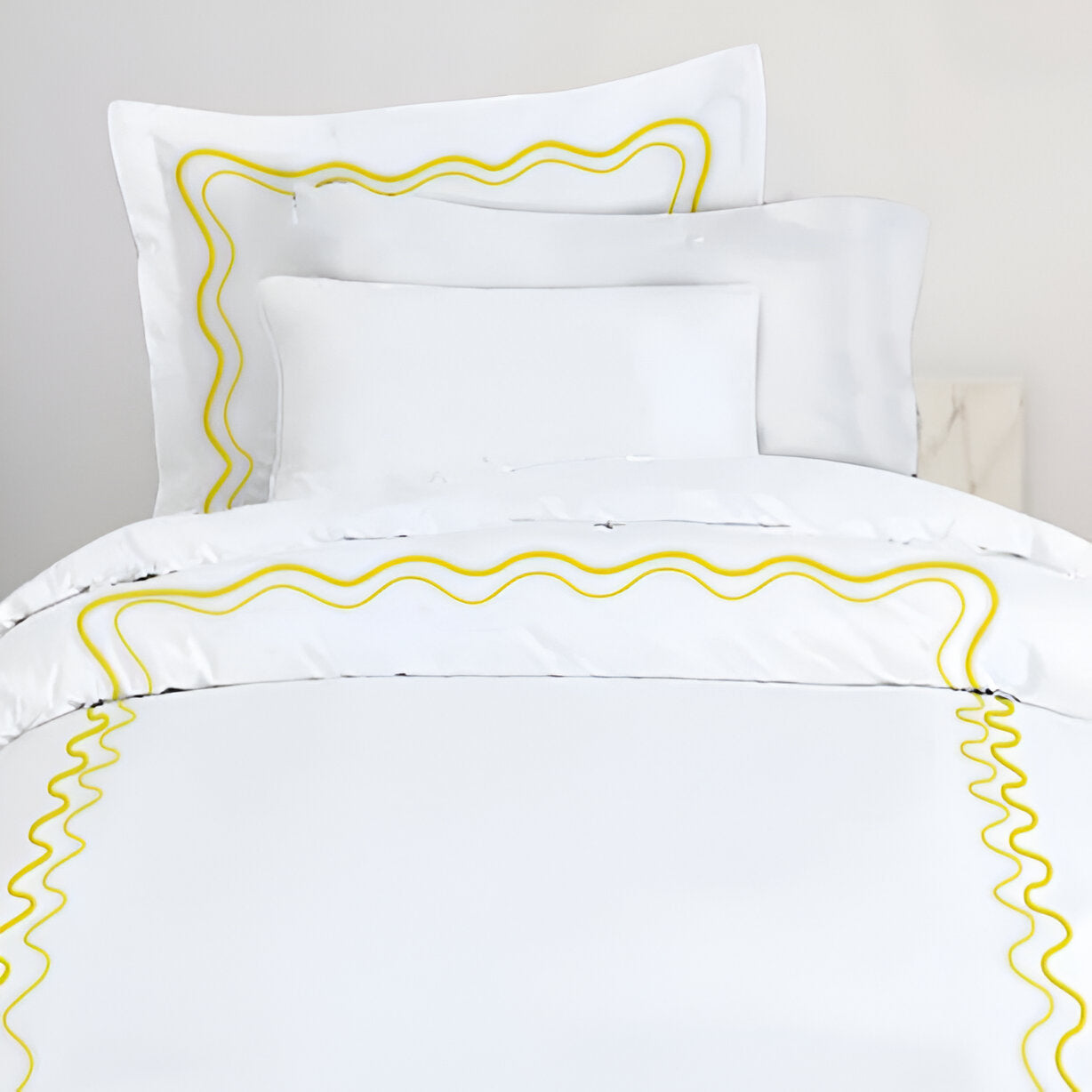 Double Wavy Embroidered Duvet Cover Set - 100% Cotton